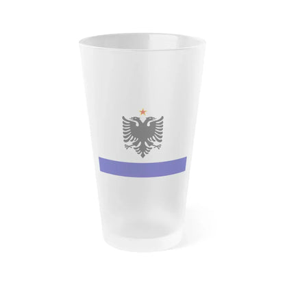 Government Ensign of Albania 1958 to 1992 - Frosted Pint Glass 16oz 16oz Frosted - Go Mug Yourself