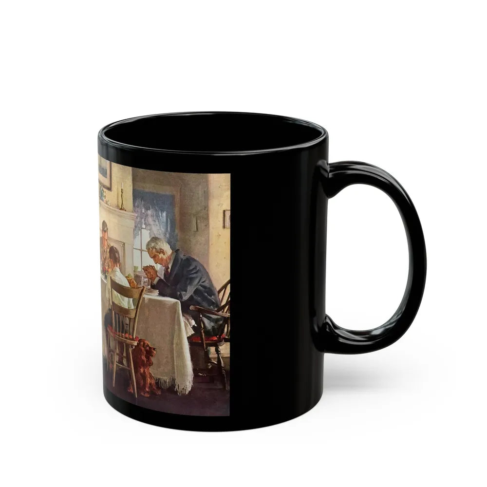 Grace before Meat for Swift & Company, The Saturday Evening Post, April 21, 1945 - Black Coffee Mug-Go Mug Yourself