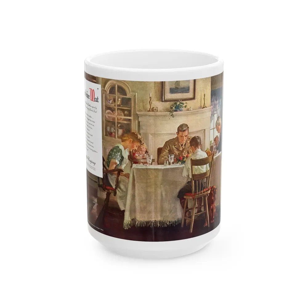 Grace before Meat for Swift & Company, The Saturday Evening Post, April 21, 1945 - White Coffee Mug-15oz-Go Mug Yourself