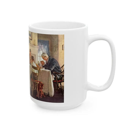 Grace before Meat for Swift & Company, The Saturday Evening Post, April 21, 1945 - White Coffee Mug-Go Mug Yourself