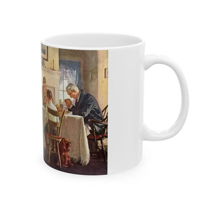 Grace before Meat for Swift & Company, The Saturday Evening Post, April 21, 1945 - White Coffee Mug-Go Mug Yourself