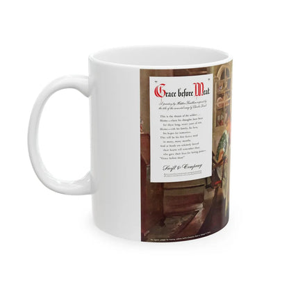 Grace before Meat for Swift & Company, The Saturday Evening Post, April 21, 1945 - White Coffee Mug-Go Mug Yourself