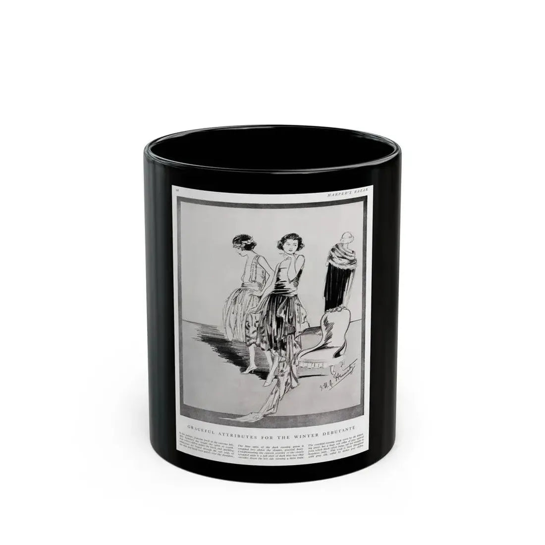 Graceful Attributes ..., Harper's Bazaar, November 1920 - Black Coffee Mug 11oz - Go Mug Yourself