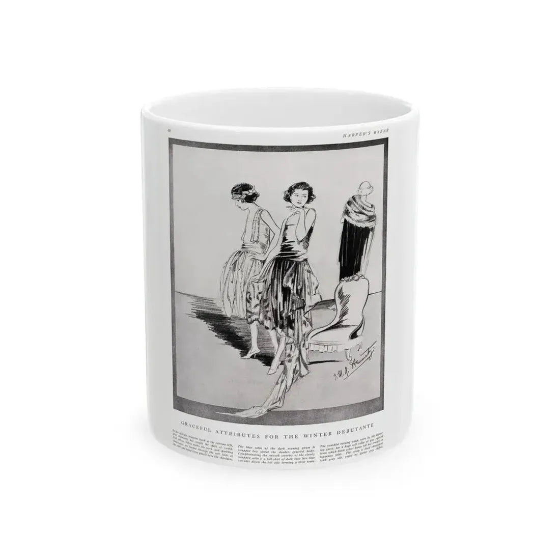 Graceful Attributes ..., Harper's Bazaar, November 1920 - White Coffee Mug 11oz - Go Mug Yourself