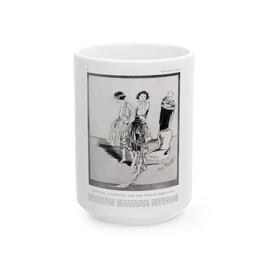 Graceful Attributes ..., Harper's Bazaar, November 1920 - White Coffee Mug 15oz - Go Mug Yourself