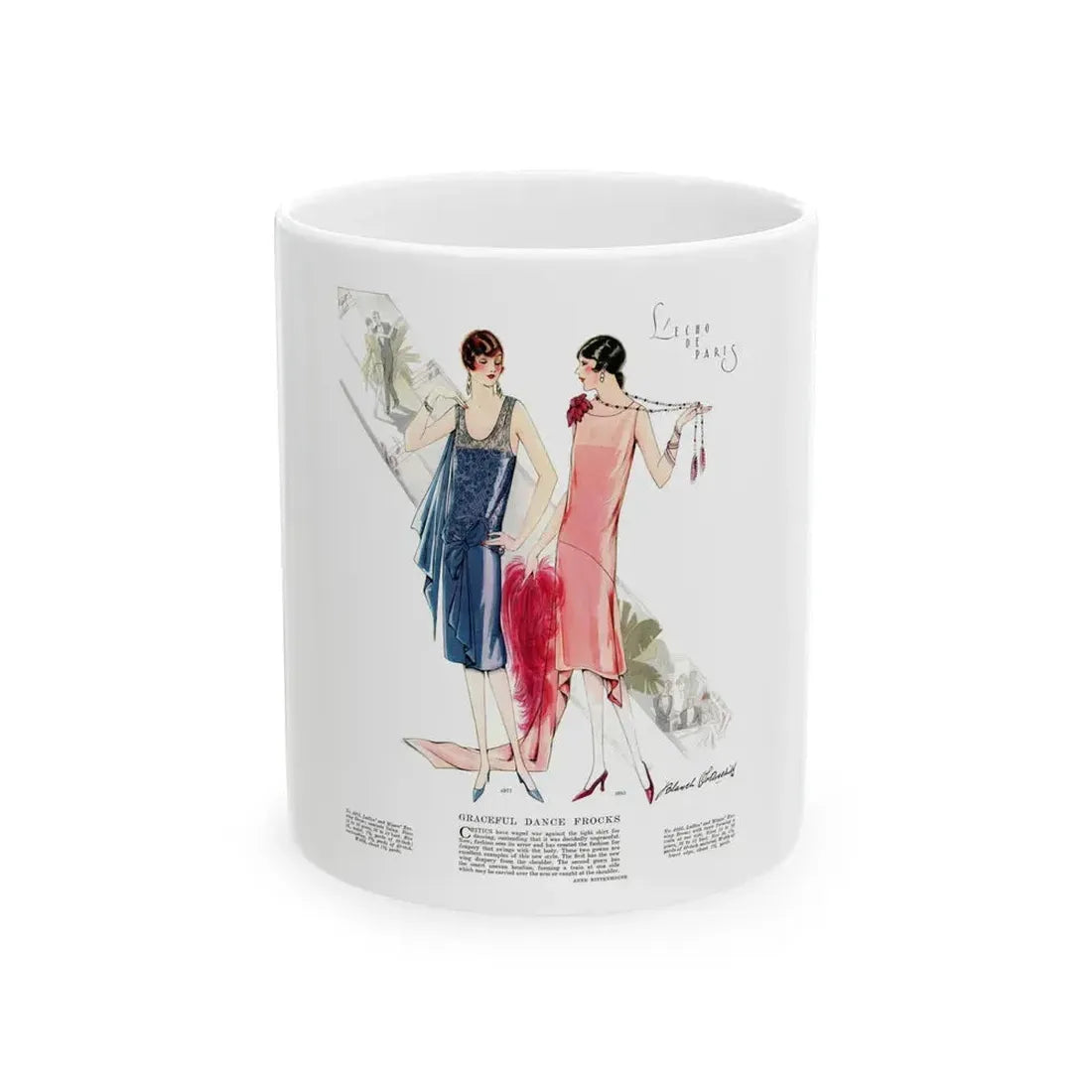 Graceful Dance Frocks, McCall's, July 1927 - White Coffee Mug 11oz - Go Mug Yourself