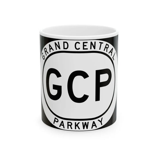 Grand Central Pkwy Shield (New York) (Road Sign) White Coffee Mug 11oz - Go Mug Yourself