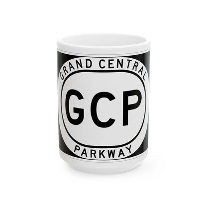 Grand Central Pkwy Shield (New York) (Road Sign) White Coffee Mug 15oz - Go Mug Yourself