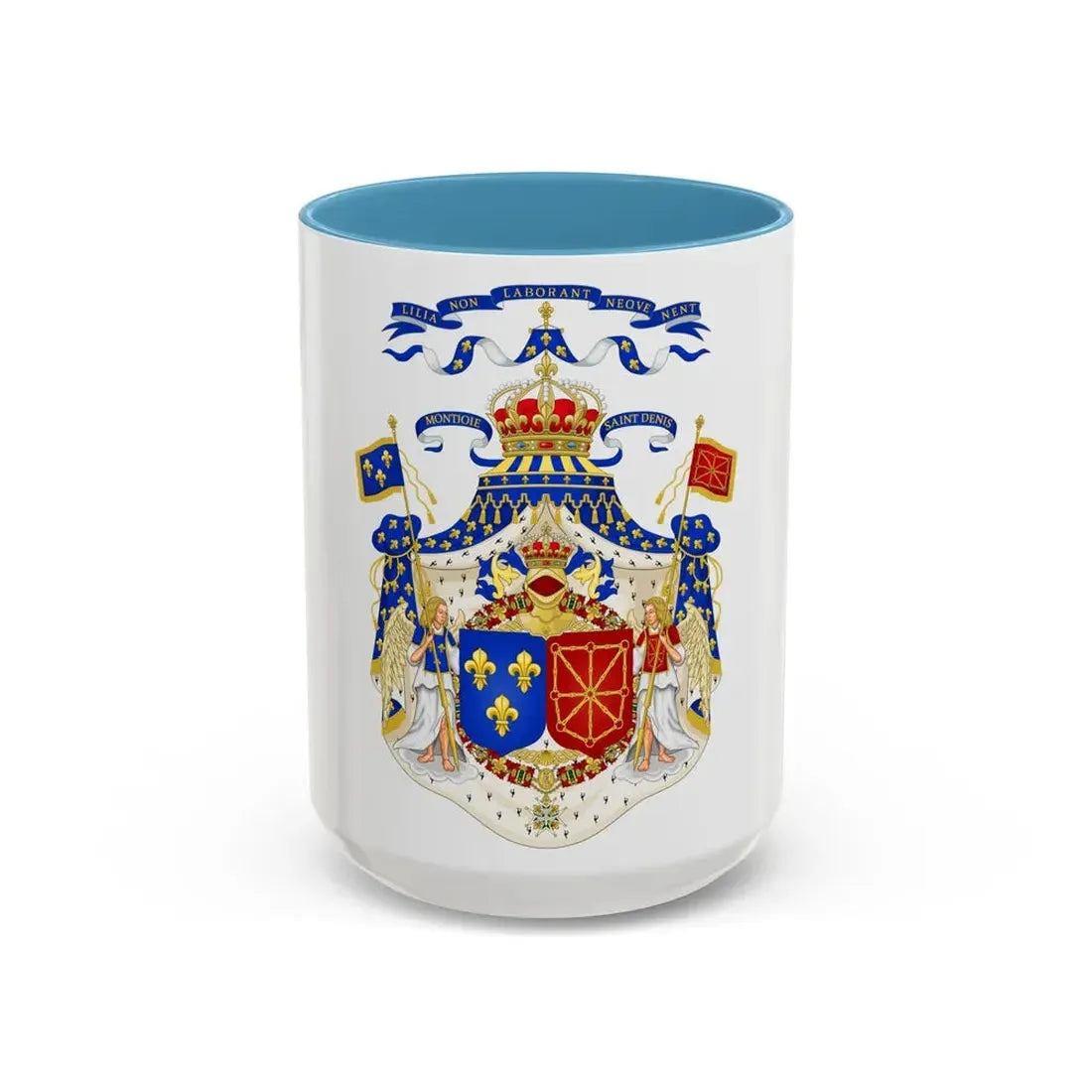 Grand Royal Coat of Arms of France & Navarre - Accent Coffee Mug 15oz Light Blue - Go Mug Yourself
