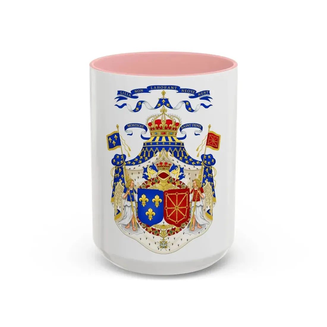 Grand Royal Coat of Arms of France & Navarre - Accent Coffee Mug 15oz Pink - Go Mug Yourself