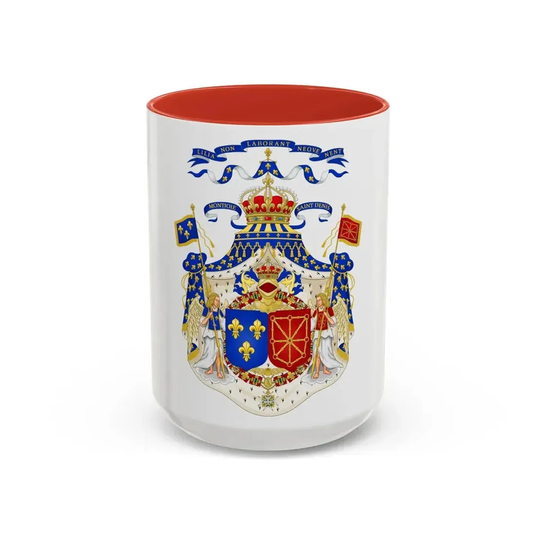 Grand Royal Coat of Arms of France & Navarre - Accent Coffee Mug 15oz Red - Go Mug Yourself