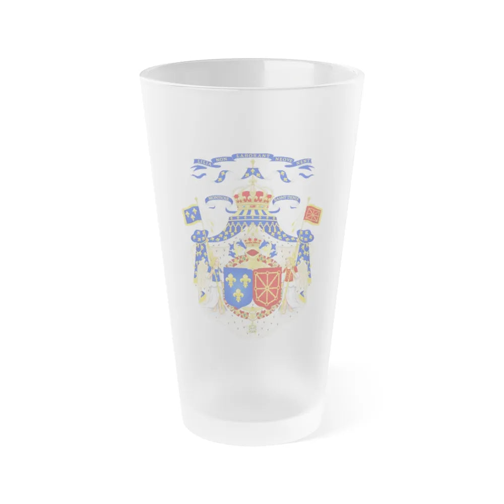 Grand Royal Coat of Arms of France & Navarre - Frosted Pint Glass 16oz-16oz-Frosted-Go Mug Yourself