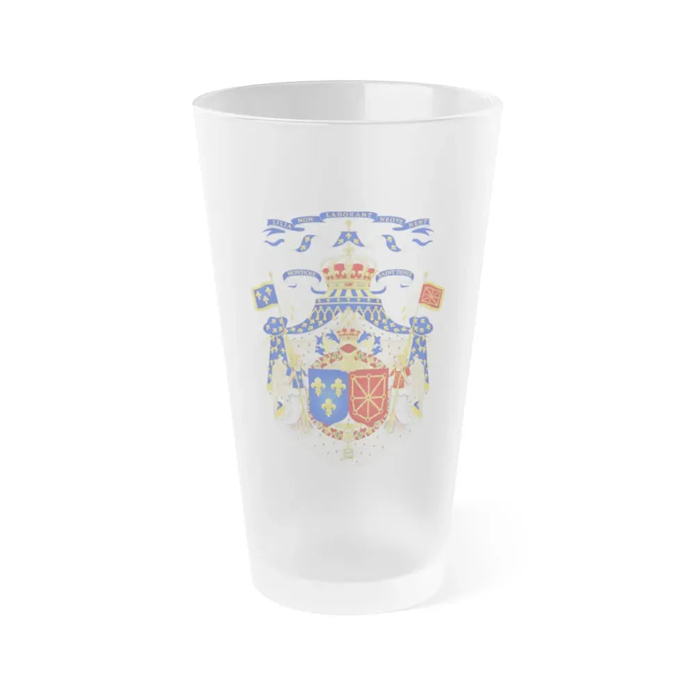 Grand Royal Coat of Arms of France & Navarre - Frosted Pint Glass 16oz 16oz Frosted - Go Mug Yourself