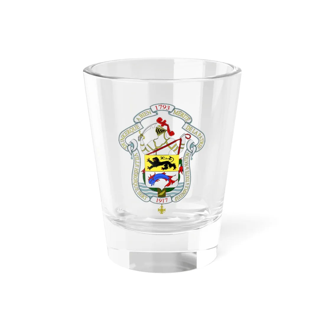 Grandes Armes de la Ville de Dunkerque 1917 (France) (Coat of Arms) Shot Glass 1.5oz 1.5oz - Go Mug Yourself