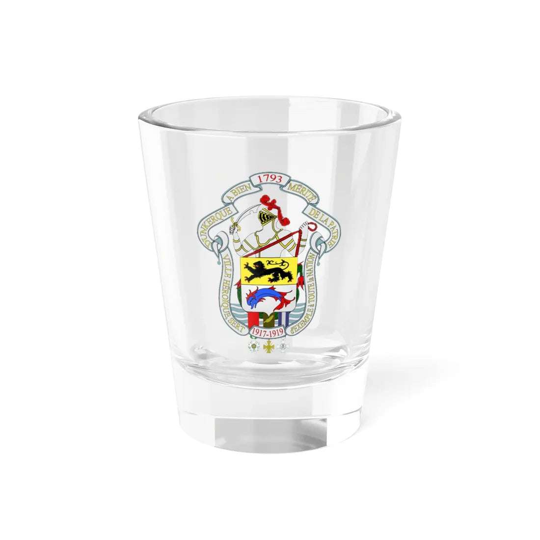 Grandes Armes de la Ville de Dunkerque-1919 2 (France) (Coat of Arms) Shot Glass 1.5oz 1.5oz - Go Mug Yourself