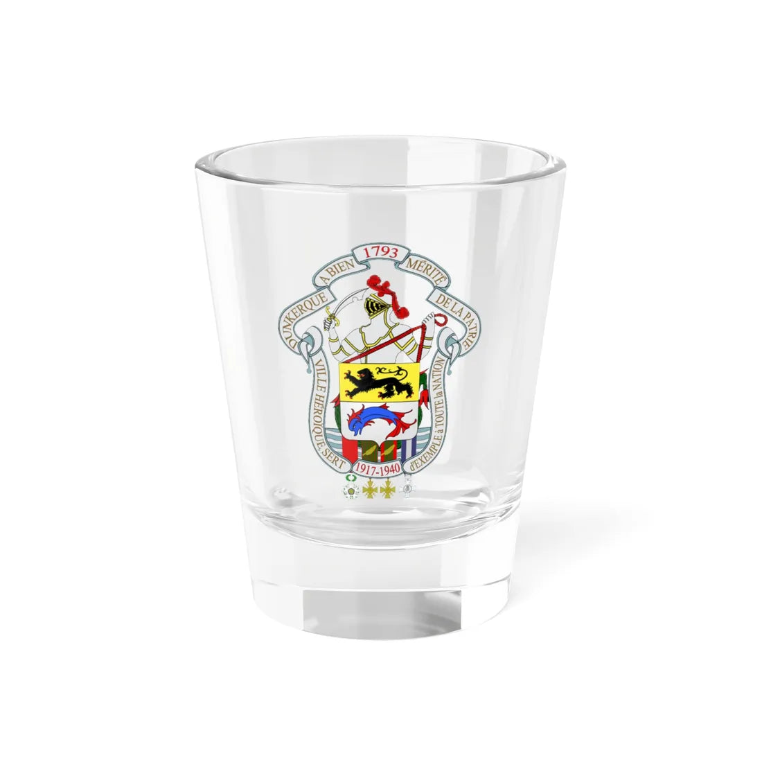 Grandes Armes de la Ville de Dunkerque 3 (France) (Coat of Arms) Shot Glass 1.5oz 1.5oz - Go Mug Yourself