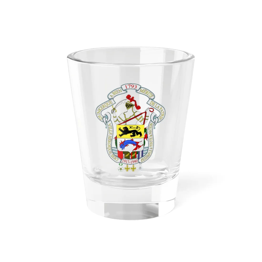 Grandes Armes de la Ville de Dunkerque 4 (France) (Coat of Arms) Shot Glass 1.5oz 1.5oz - Go Mug Yourself