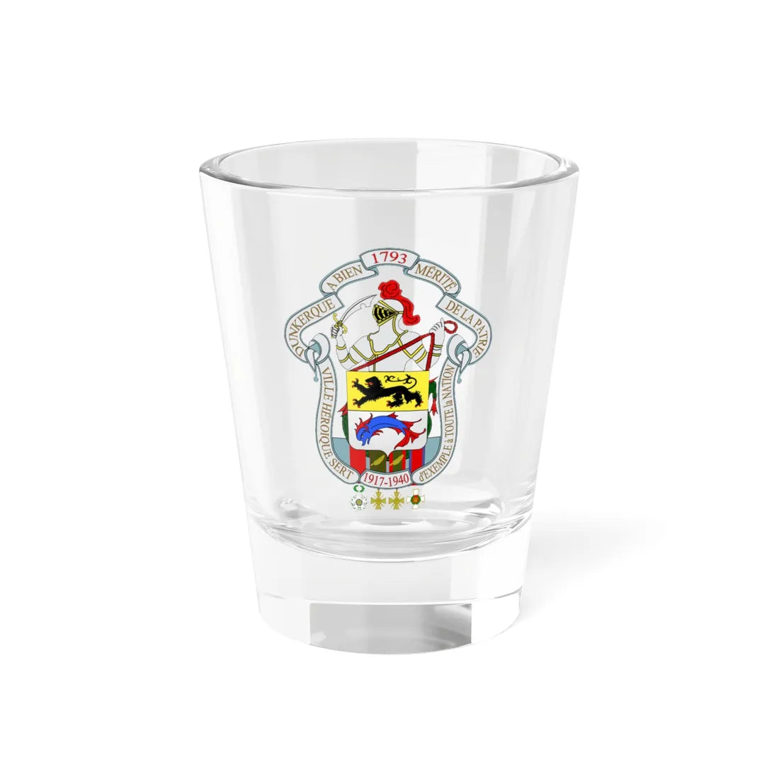 Grandes Armes de la Ville de Dunkerque2 (France) (Coat of Arms) Shot Glass 1.5oz 1.5oz - Go Mug Yourself