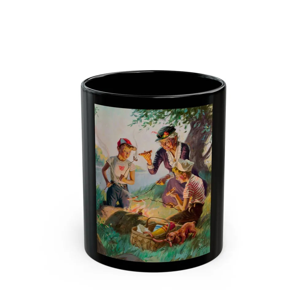 Grandma at the Weenie Roast, c. 1955 - Black Coffee Mug-11oz-Go Mug Yourself