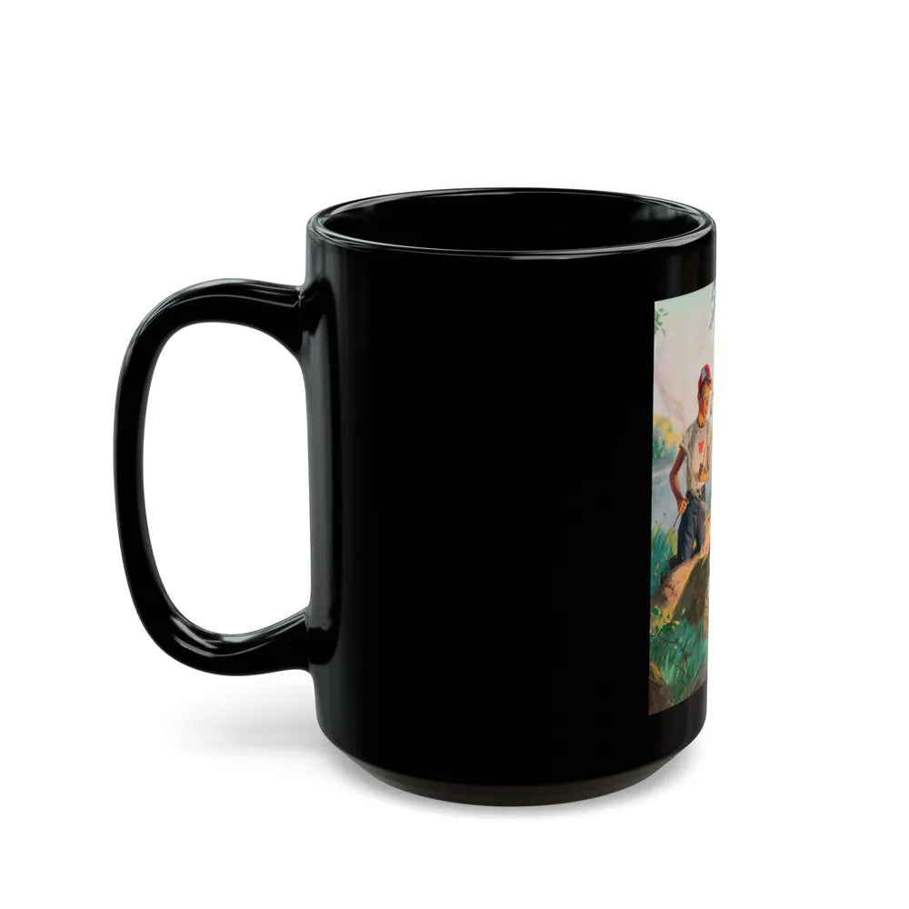 Grandma at the Weenie Roast, c. 1955 - Black Coffee Mug-Go Mug Yourself