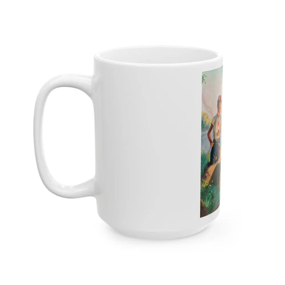 Grandma at the Weenie Roast, c. 1955 - White Coffee Mug-Go Mug Yourself