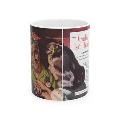 Grandma Isn't Playing (1), Cosmopolitan, October 1943 - White Coffee Mug 11oz - Go Mug Yourself