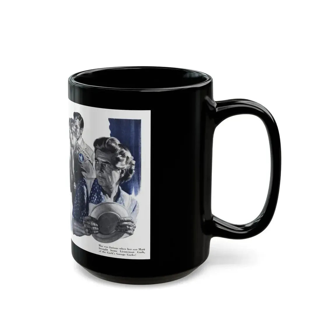 Grandma Isn't Playing (2), Cosmopolitan, October 1943 - Black Coffee Mug - Go Mug Yourself