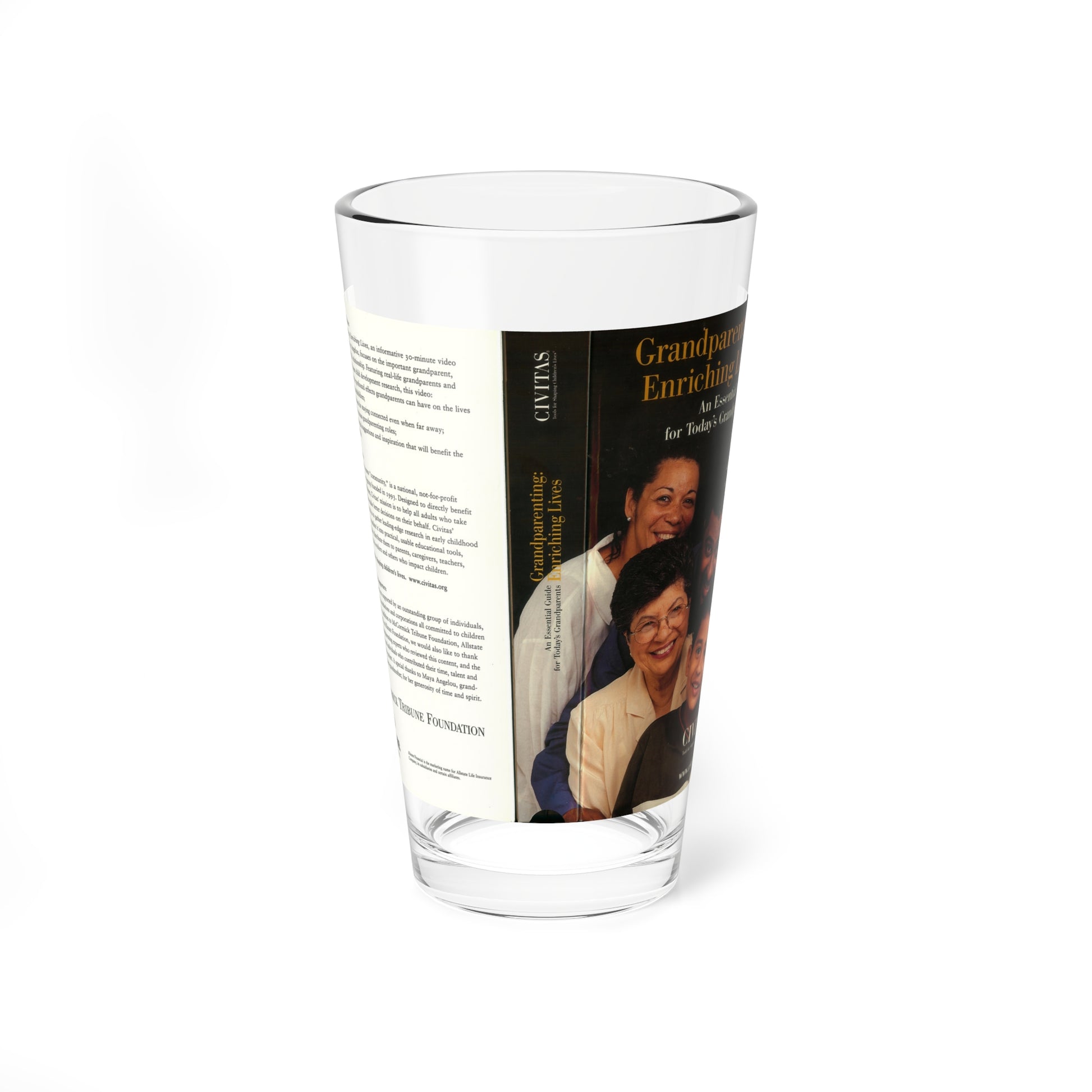 GRANDPARENTING ENRICHING LIVES (VHS COVER) Pint Glass 16oz-16oz-Go Mug Yourself