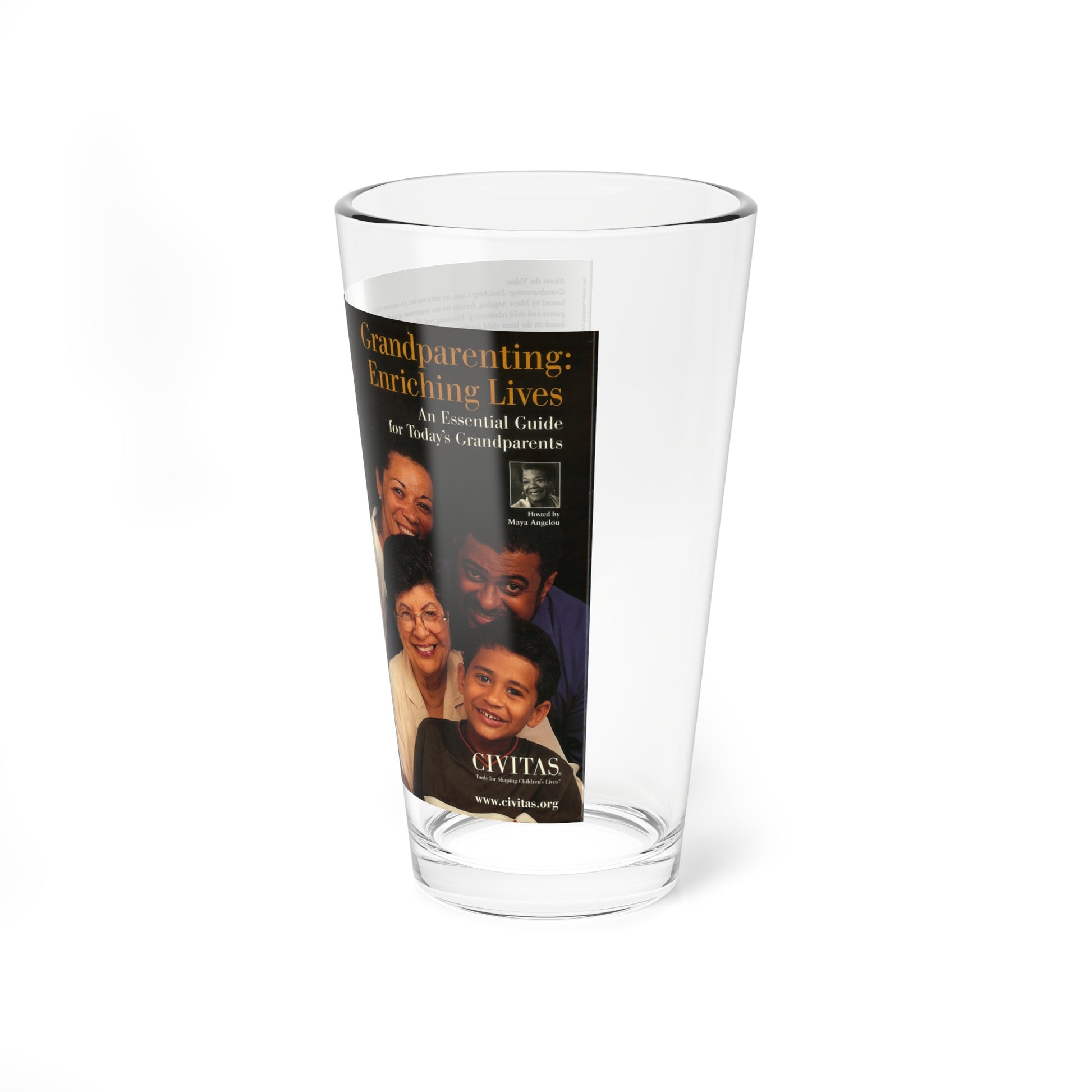 GRANDPARENTING ENRICHING LIVES (VHS COVER) Pint Glass 16oz-Go Mug Yourself