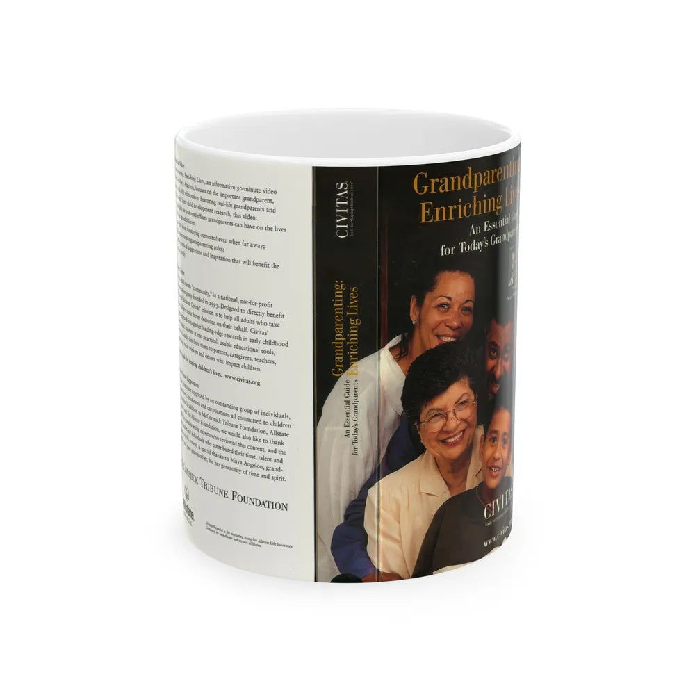 GRANDPARENTING ENRICHING LIVES (VHS COVER) - White Coffee Mug-11oz-Go Mug Yourself