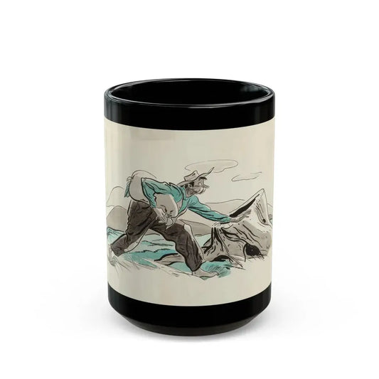 Granny Meets a Crisis, Woman's Home Companion magazine illustration, March 1942 - Black Coffee Mug 15oz - Go Mug Yourself