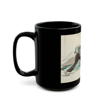 Granny Meets a Crisis, Woman's Home Companion magazine illustration, March 1942 - Black Coffee Mug - Go Mug Yourself