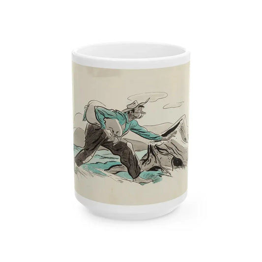 Granny Meets a Crisis, Woman's Home Companion magazine illustration, March 1942 - White Coffee Mug 15oz - Go Mug Yourself