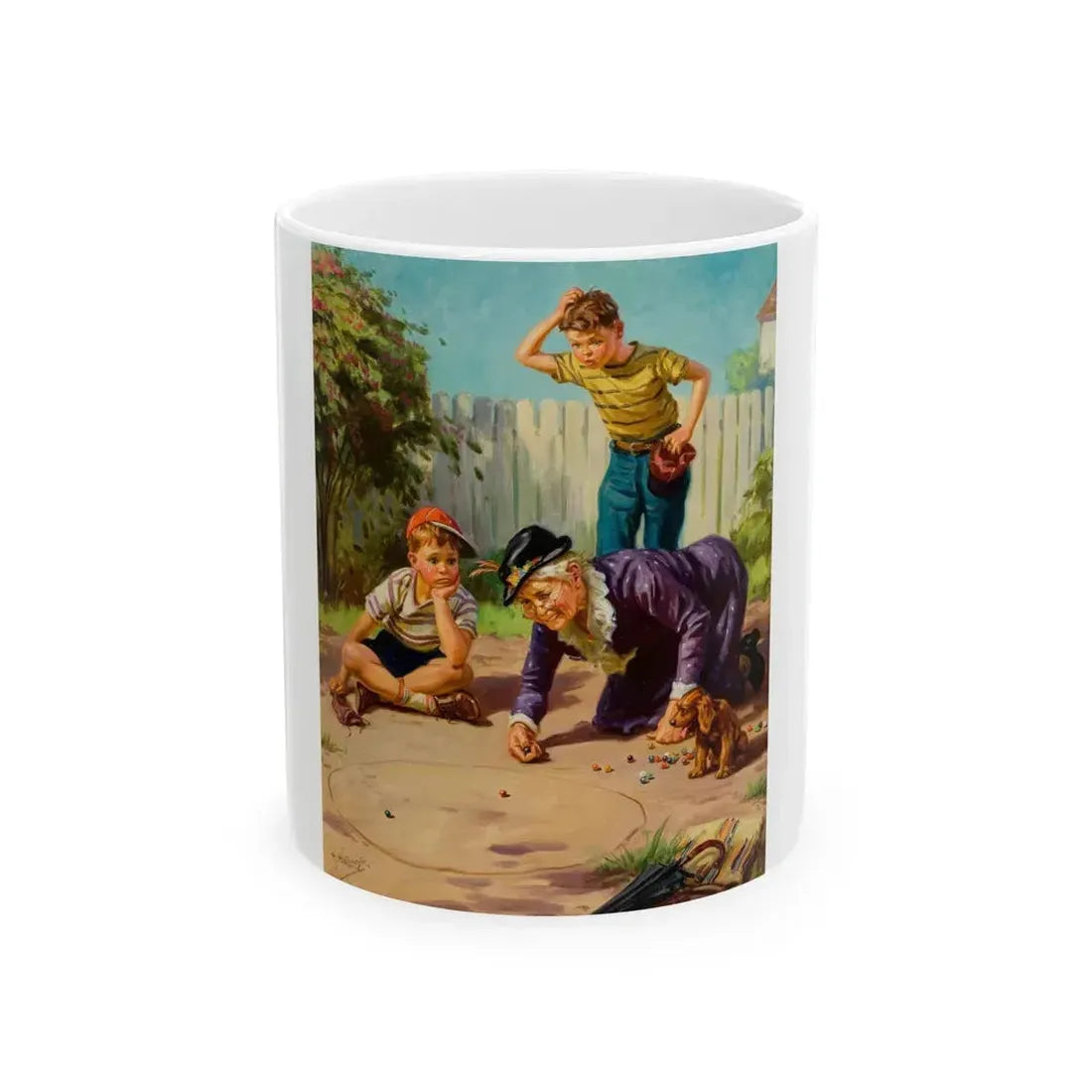 Granny's Playing Marbles - White Coffee Mug 11oz - Go Mug Yourself