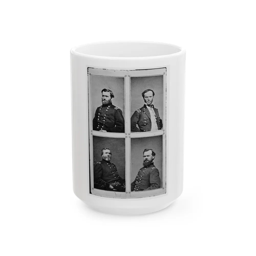 Grant, Sherman, Thomas, And Mcpherson (U.S. Civil War) White Coffee Mug-15oz-Go Mug Yourself