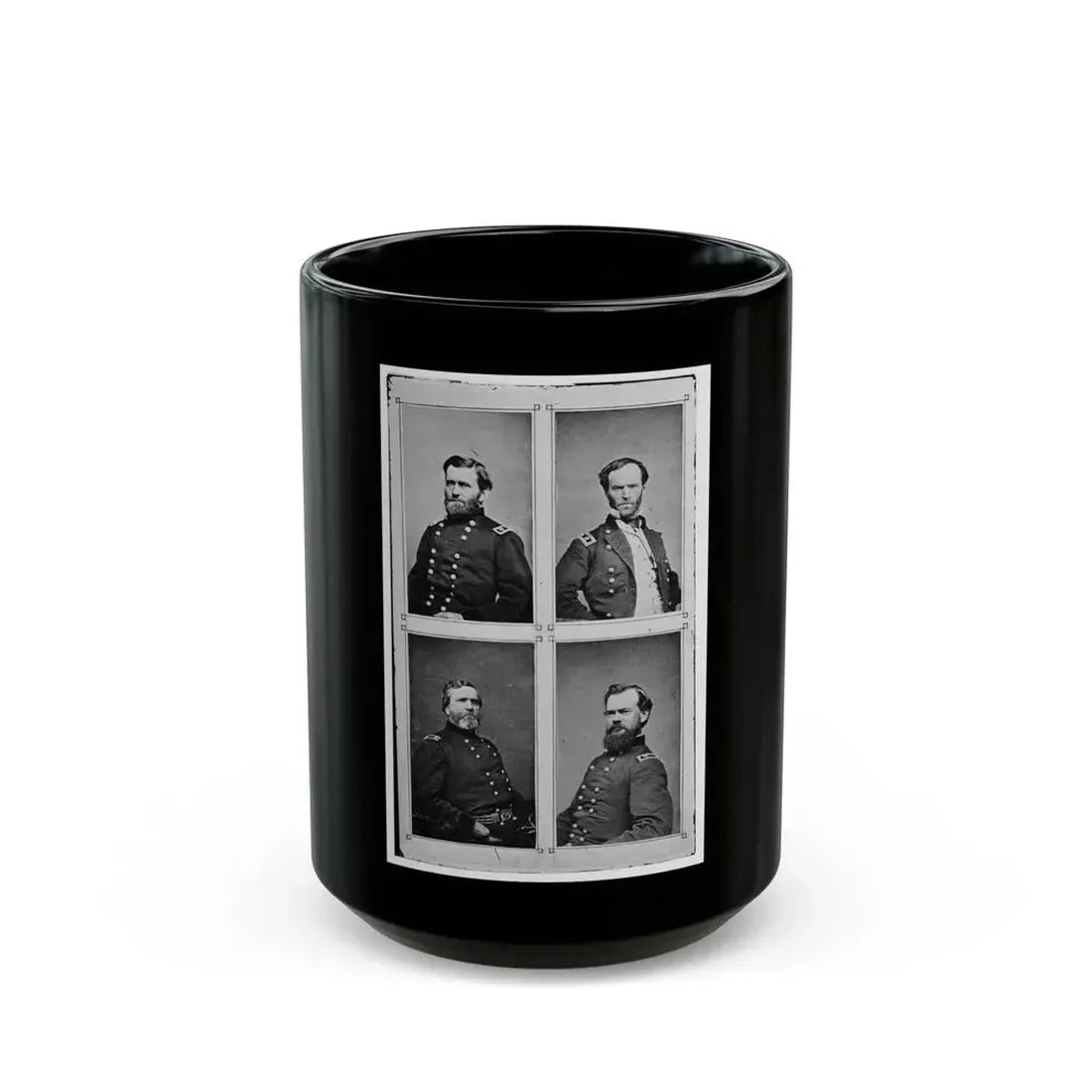 Grant, Sherman, Thomas, And Mcpherson (U.S. Civil War) Black Coffee Mug 15oz - Go Mug Yourself