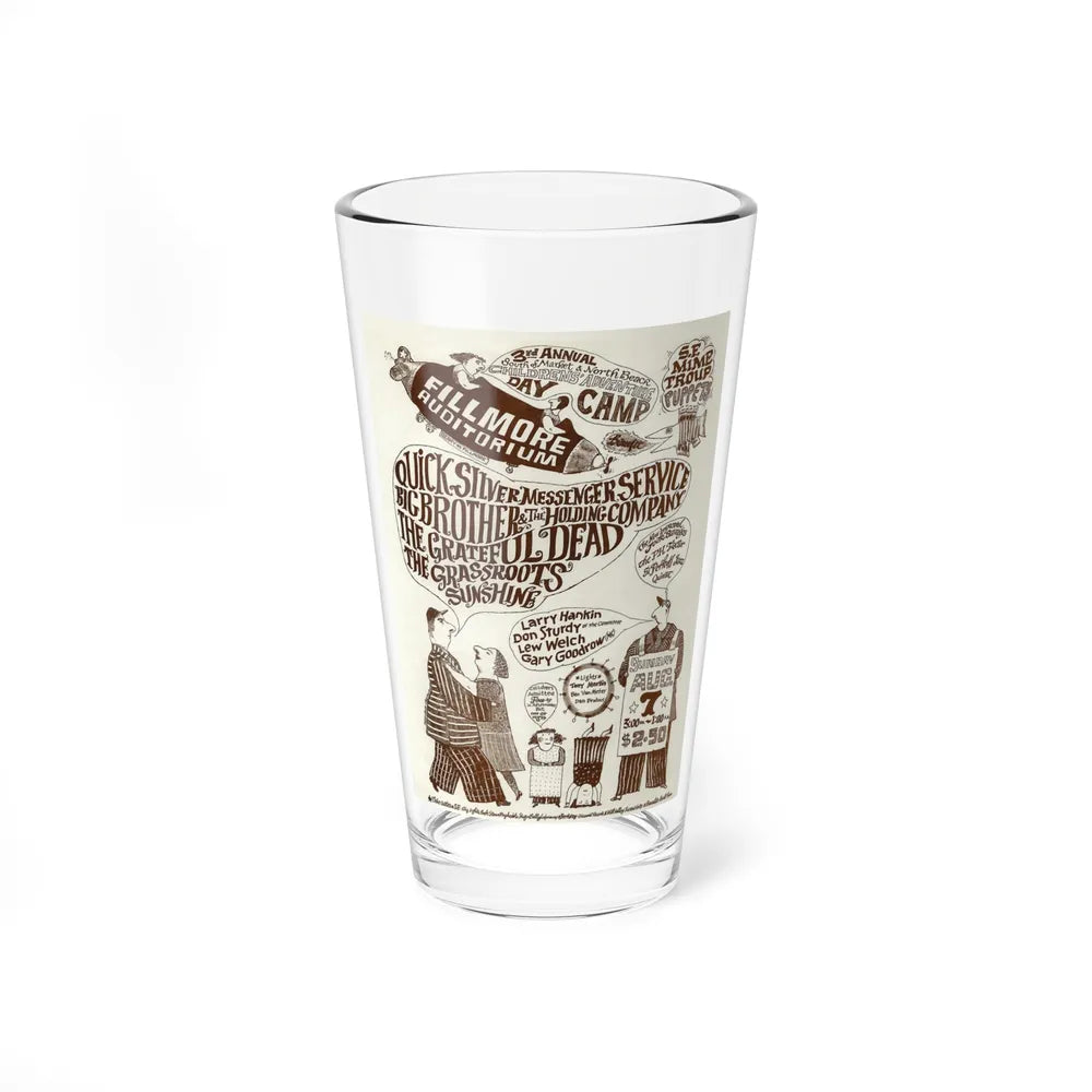 Grateful Dead Fillmore Day Camp Concert Handbill 1966 (Music Poster) Pint Glass 16oz-16oz-Go Mug Yourself