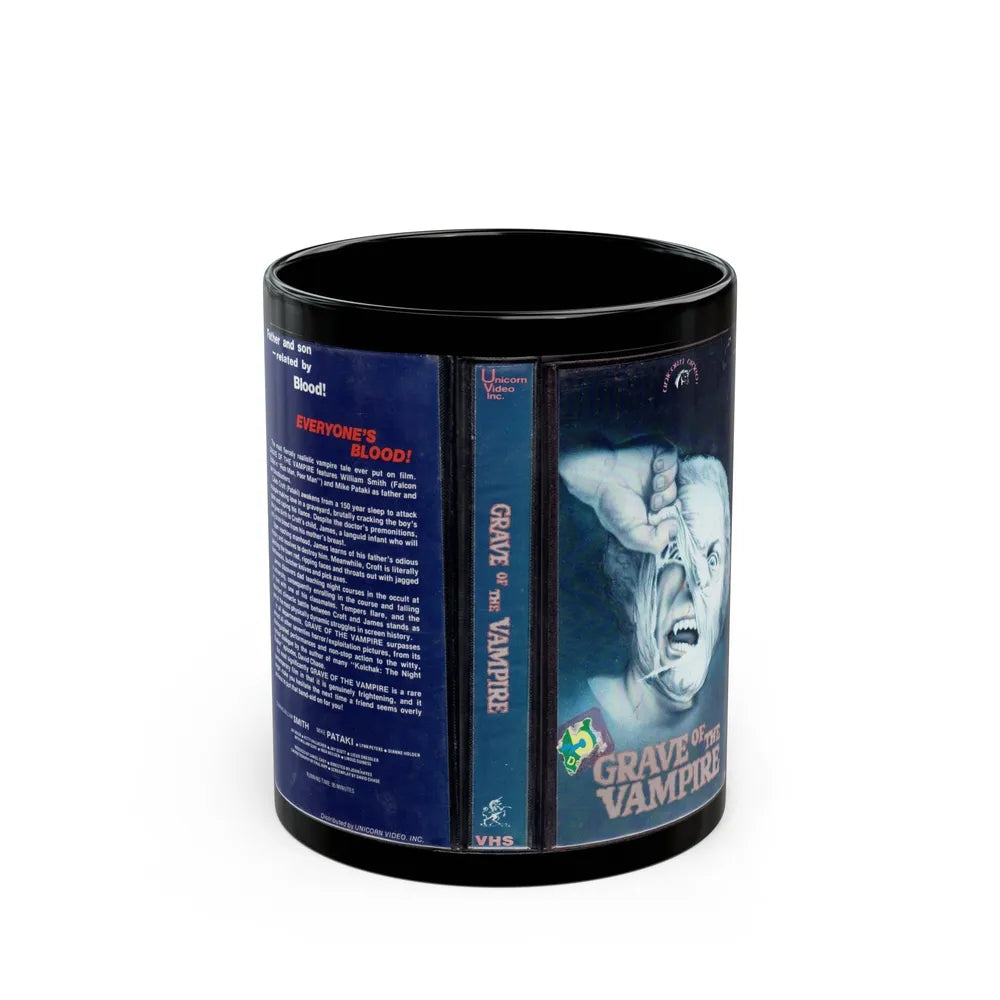 GRAVE OF THE VAMPIRE UNICORN VIDEO (VHS COVER) - Black Coffee Mug-11oz-Go Mug Yourself