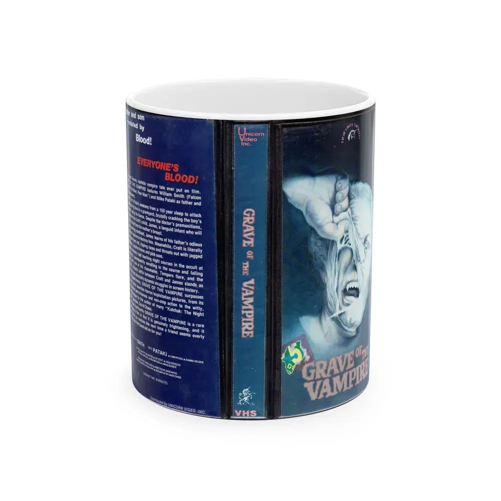 GRAVE OF THE VAMPIRE UNICORN VIDEO (VHS COVER) - White Coffee Mug 11oz - Go Mug Yourself
