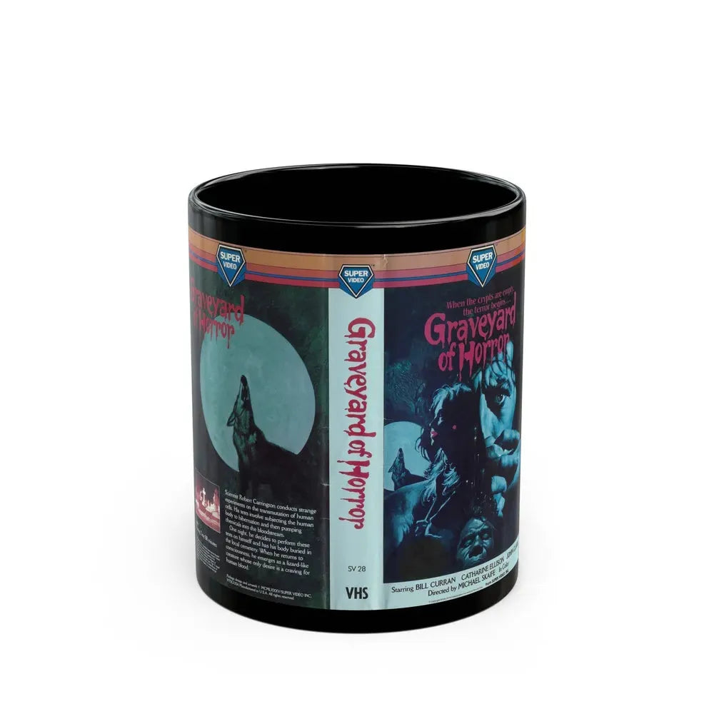 GRAVEYARD OF HORROR (VHS COVER) - Black Coffee Mug 11oz - Go Mug Yourself