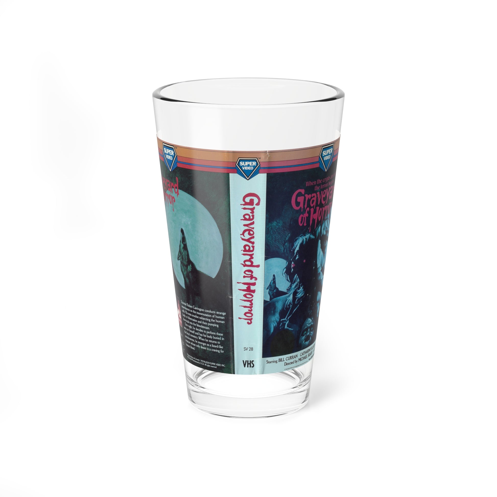 GRAVEYARD OF HORROR (VHS COVER) Pint Glass 16oz-16oz-Go Mug Yourself