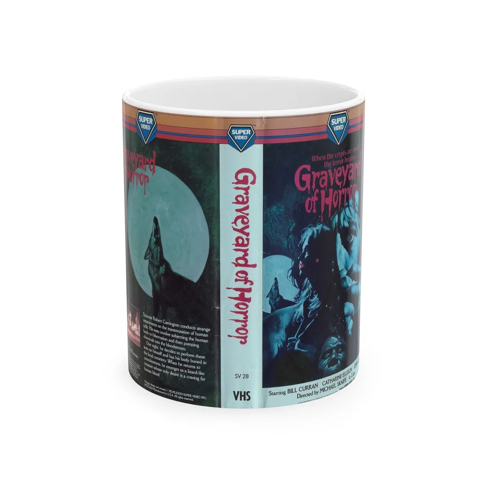 GRAVEYARD OF HORROR (VHS COVER) - White Coffee Mug-11oz-Go Mug Yourself