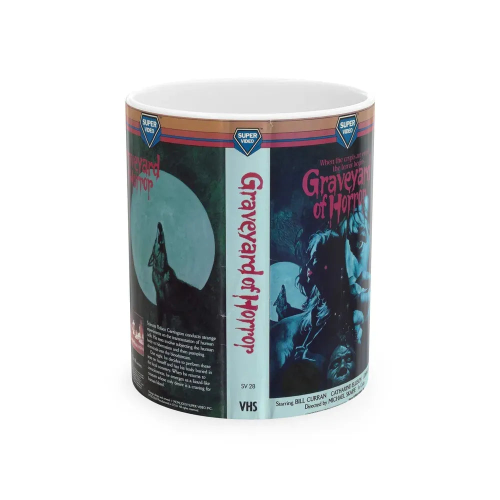 GRAVEYARD OF HORROR (VHS COVER) - White Coffee Mug 11oz - Go Mug Yourself