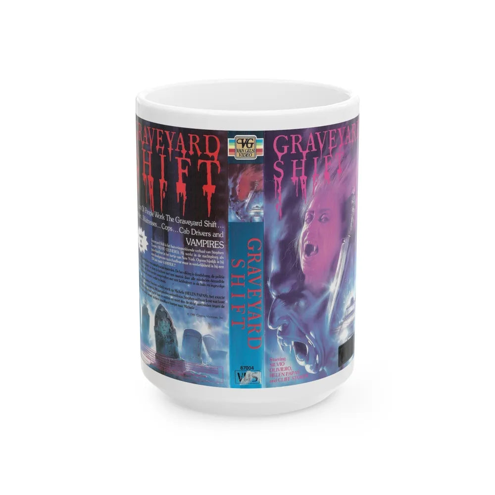 GRAVEYARD SHIFT CVG (VHS COVER) - White Coffee Mug-15oz-Go Mug Yourself