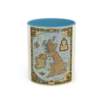 Great Britain - A Modern Pilgrim's Map (1937) (Map) Accent Coffee Mug 11oz Light Blue - Go Mug Yourself