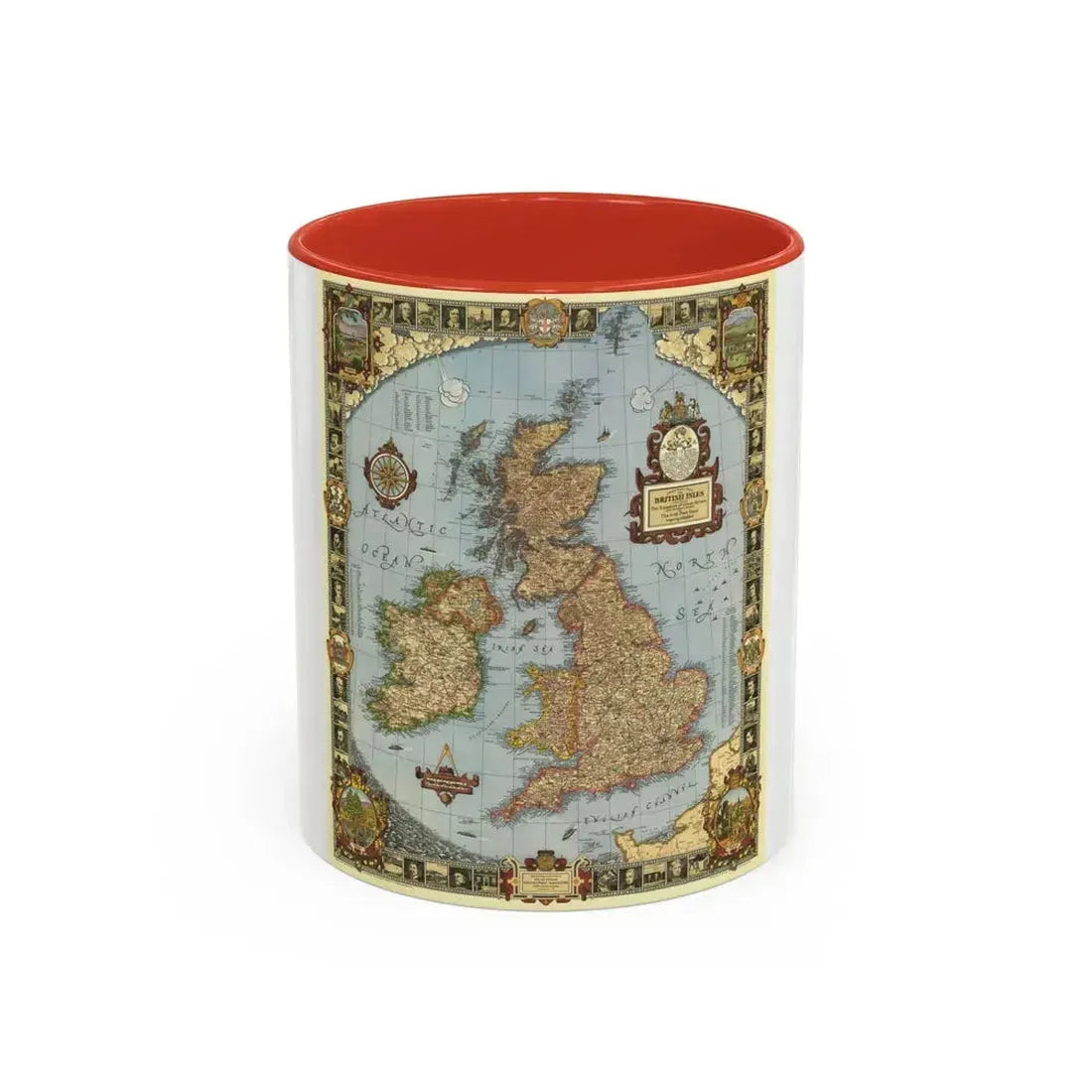 Great Britain - A Modern Pilgrim's Map (1937) (Map) Accent Coffee Mug 11oz Red - Go Mug Yourself