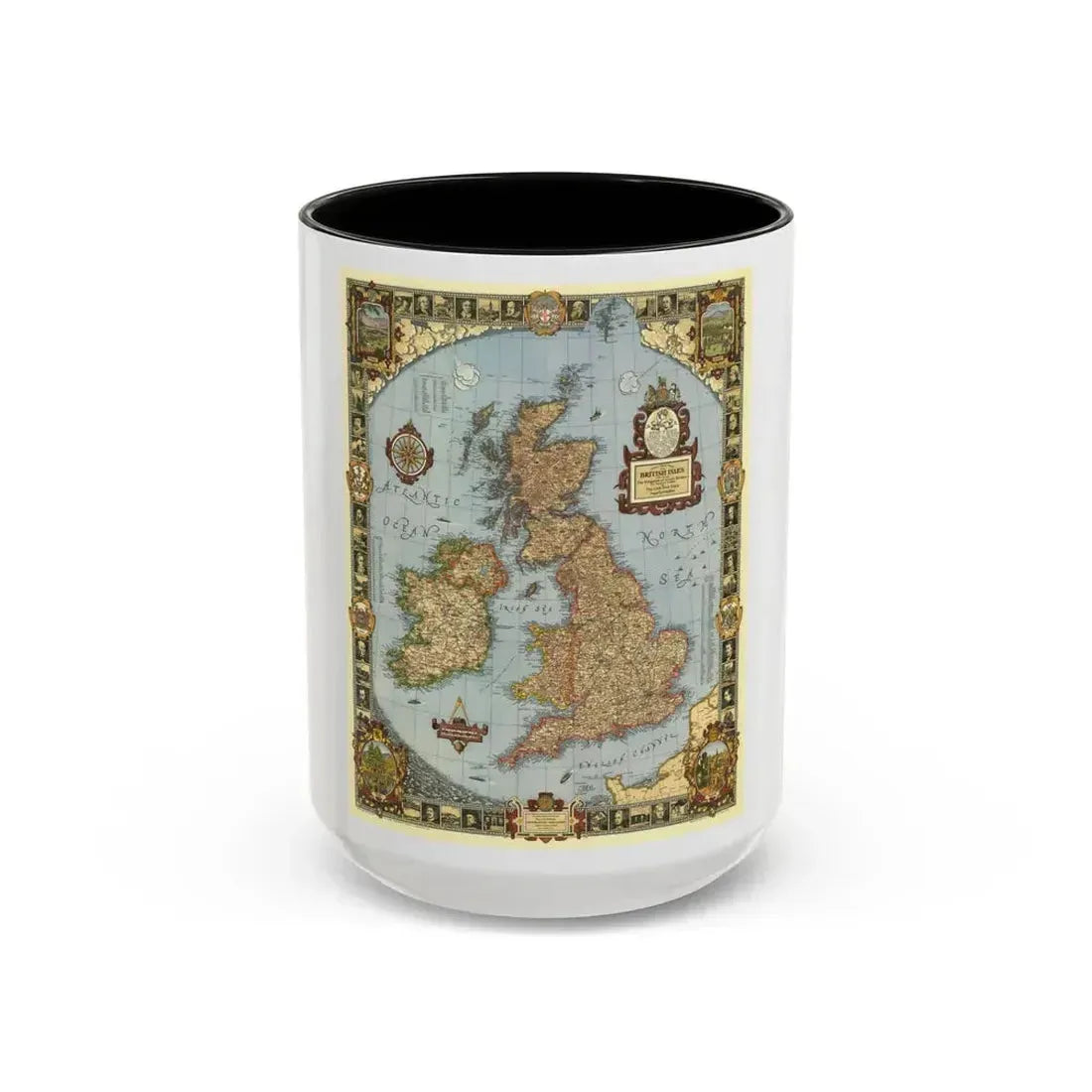 Great Britain - A Modern Pilgrim's Map (1937) (Map) Accent Coffee Mug 15oz Black - Go Mug Yourself