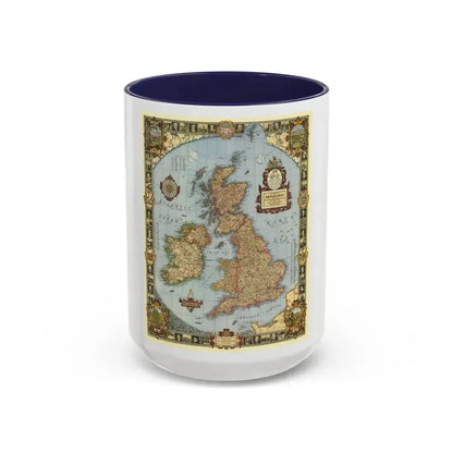 Great Britain - A Modern Pilgrim's Map (1937) (Map) Accent Coffee Mug 15oz Navy - Go Mug Yourself