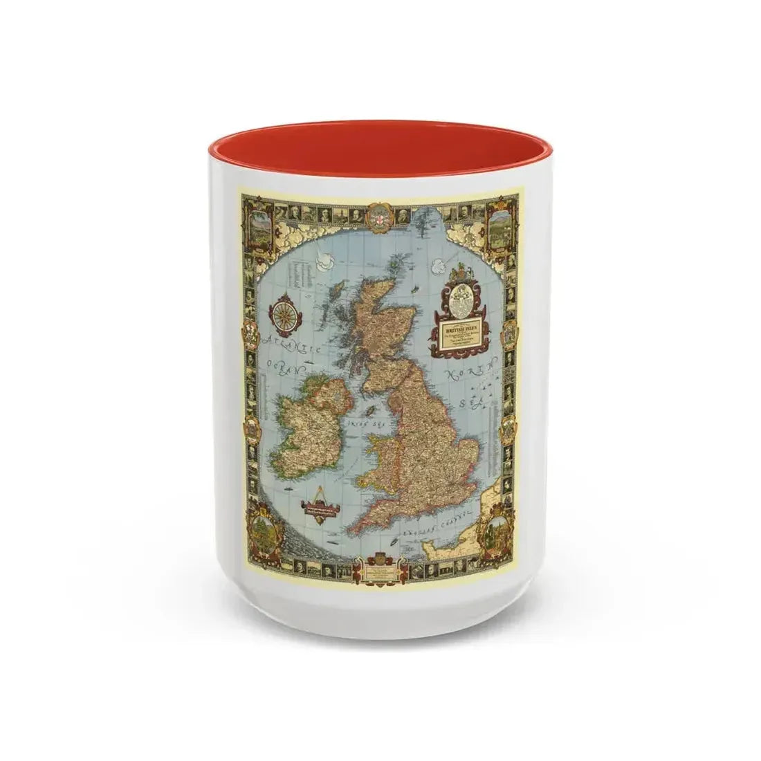 Great Britain - A Modern Pilgrim's Map (1937) (Map) Accent Coffee Mug 15oz Red - Go Mug Yourself
