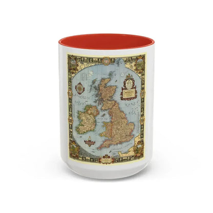 Great Britain - A Modern Pilgrim's Map (1937) (Map) Accent Coffee Mug 15oz Red - Go Mug Yourself